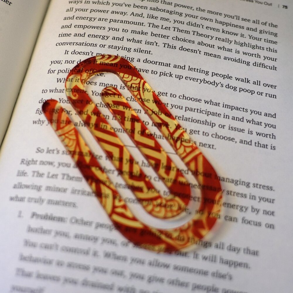 Jumbo Acrylic Paperclip, Handmade, trending, place holder, Chinese, clip